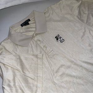 Nike Golf Mickey Mouse Logo Polo T-Shirt Size Large Cream Color